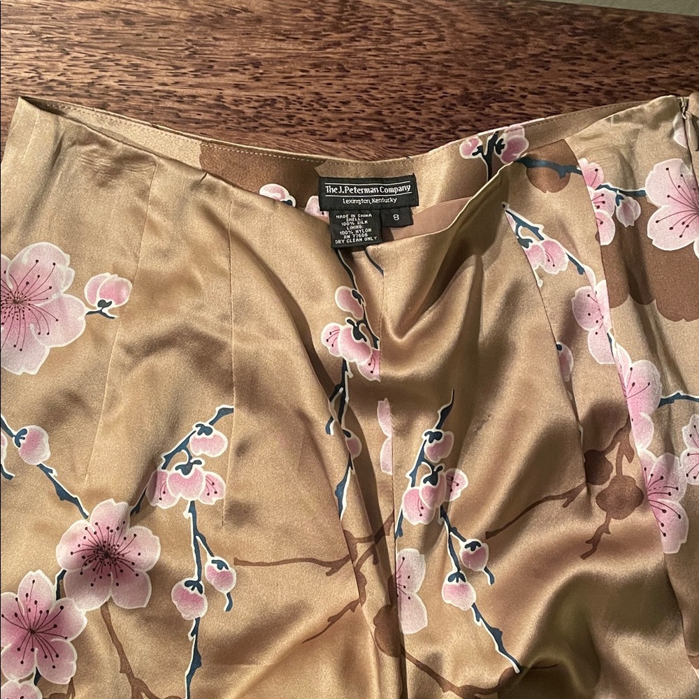J. Peterman Gold Floral Wide Leg Pants
